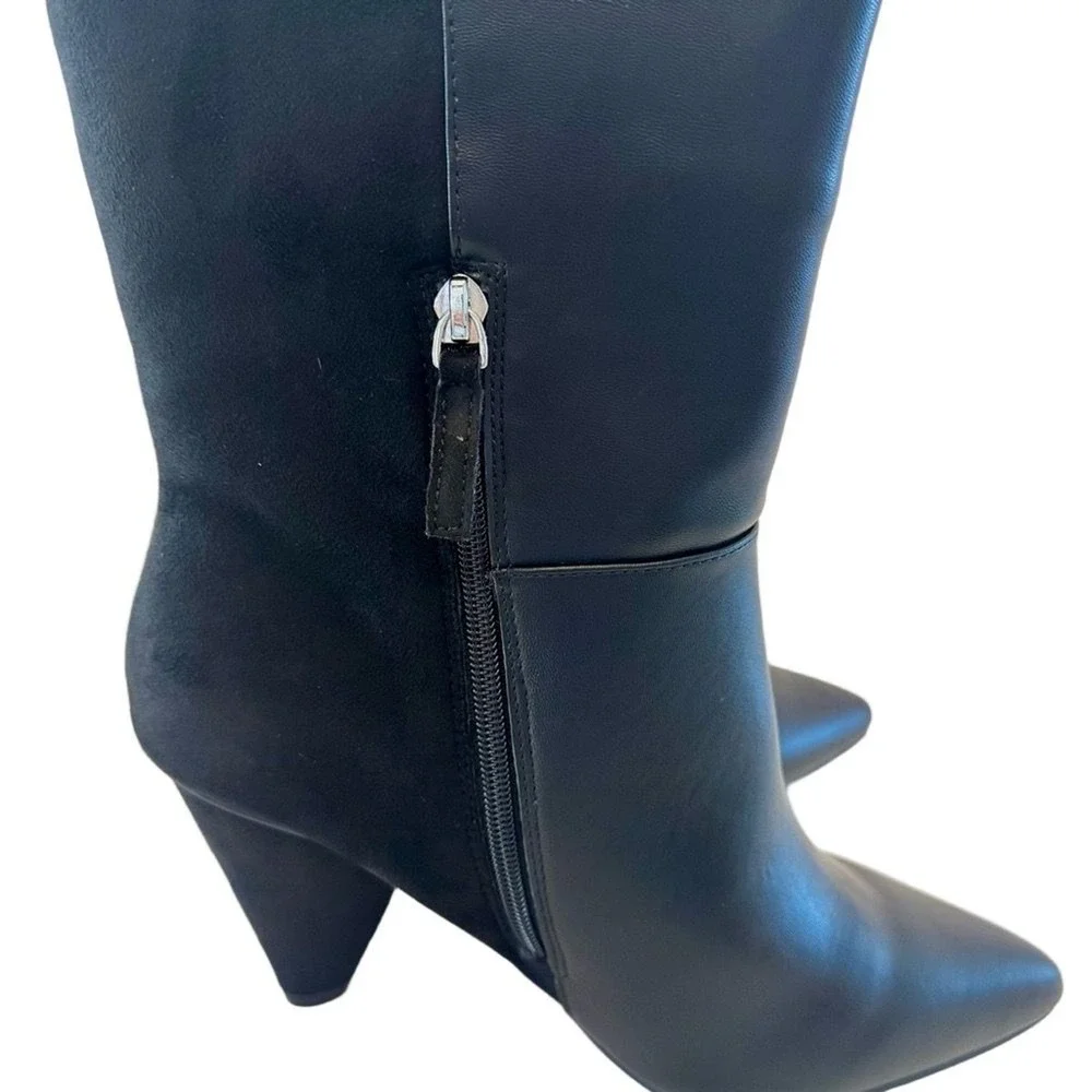 Eloquii New Sizes 8W Black Kase Suede Faux Leather Wide‎ Shaft Booties Boots